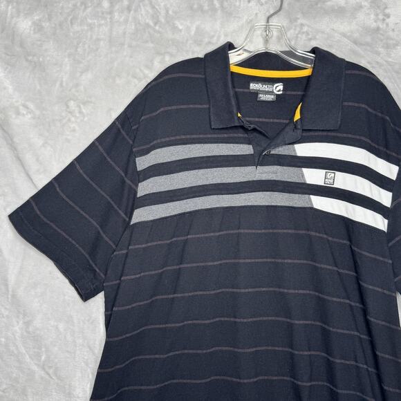 Ecko Unltd Polo Shirt Mens 3XL Black Gray White Striped Logo Short Sleeve 3X - Picture 3 of 10